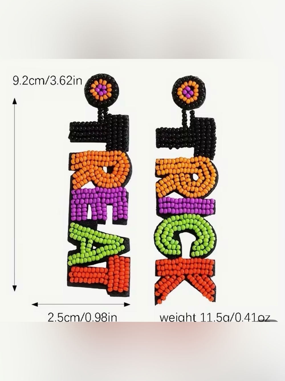 NWT Black Beaded 'Trick or Treat”' Multicolor Statement Earrings - Picture 4 of 4